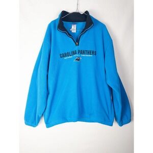 VTG Carolina Panthers Fleece Pullover Q Zip L MenBlue NFL Reebok Logo